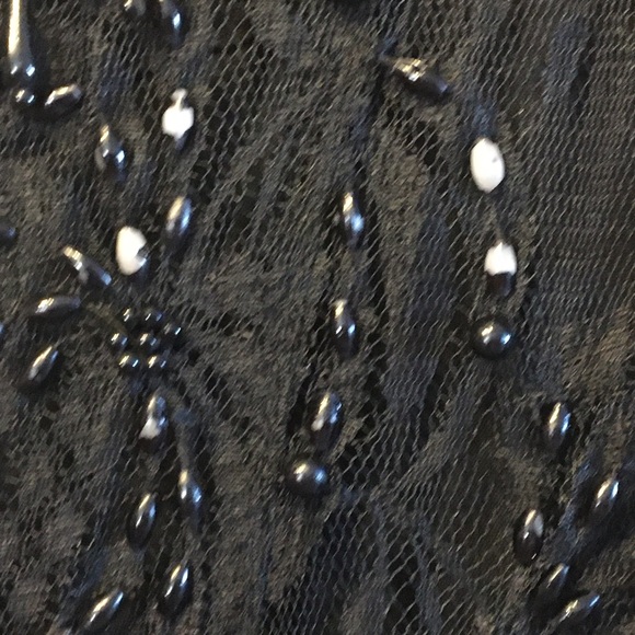 Vintage Gothic Beaded Lace Black Maxi Dress. Medium - Picture 11 of 14